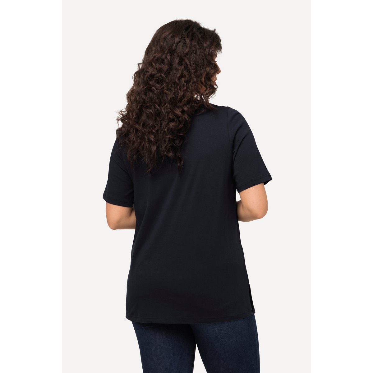T-shirt de Noël à manches courtes et col V marine, ULLA POPKEN