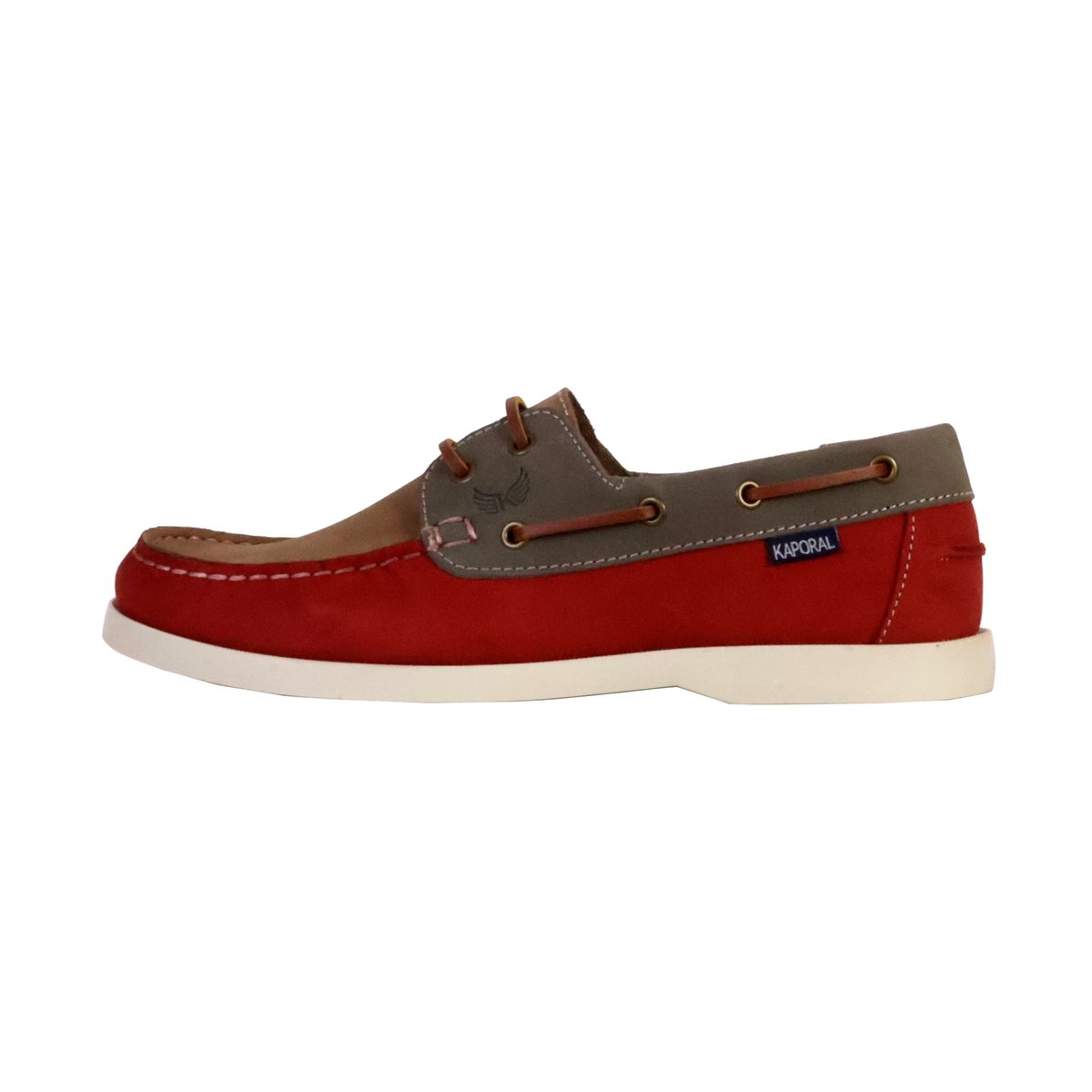 Mocassin Cuir Fably rouge-gris, KAPORAL