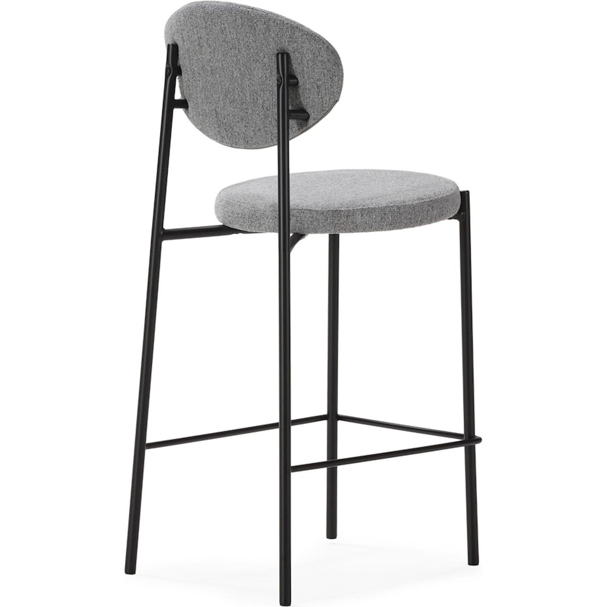 Tabouret de bar en tissu et métal gris et noir, RECOLLECTION