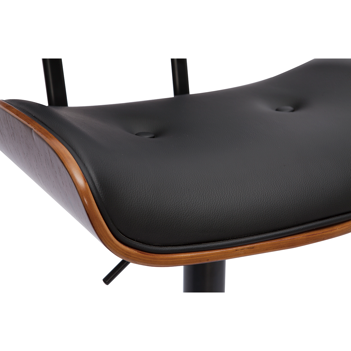 Tabouret de bar design réglable pivotant 360° noir et bois foncé BASILE noyer / noir, MILIBOO