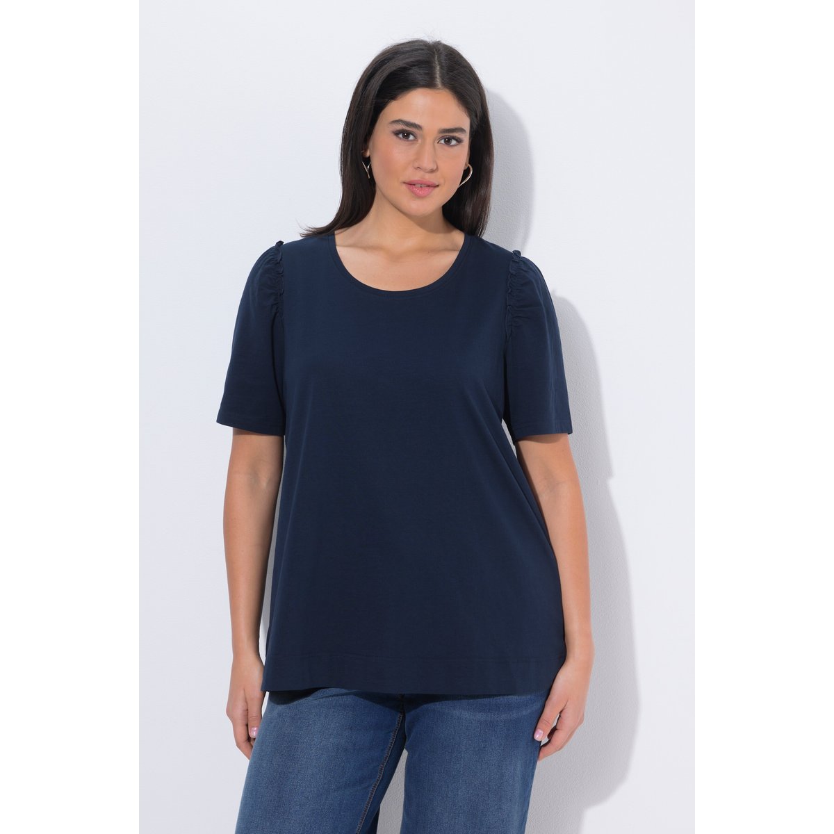 T-shirt avec ruchés marine, ULLA POPKEN