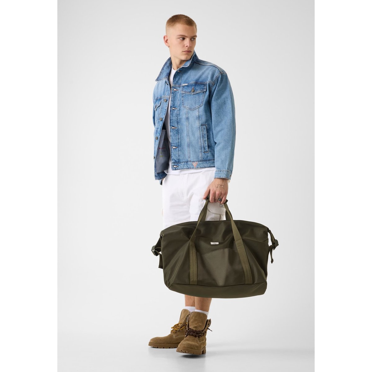 Sac Polochon En Nylon vert foncé, GUESS JEANS