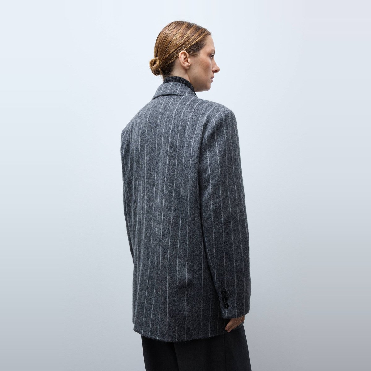 Veste blazer rayée contenant de la laine robot, MONOPRIX