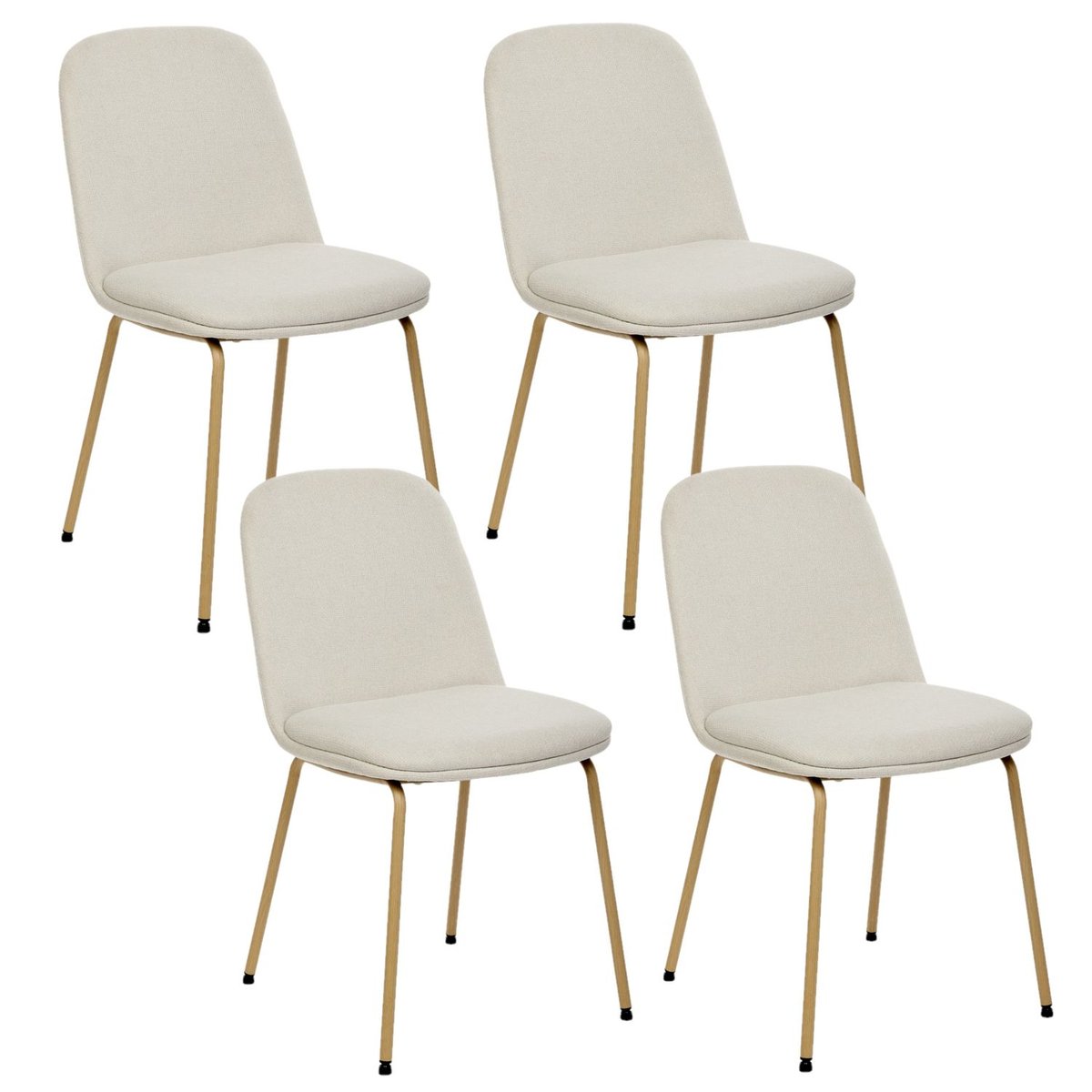 Lot de 4 chaises en tissu et pieds métal NEORA blanc, TOILINUX