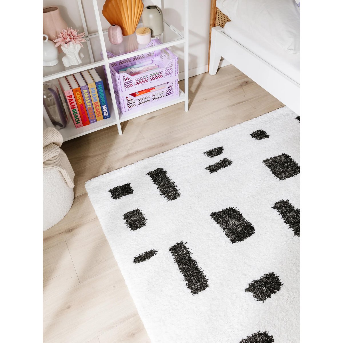 Tapis à poils longs LOUISE noir/blanc, BENUTA