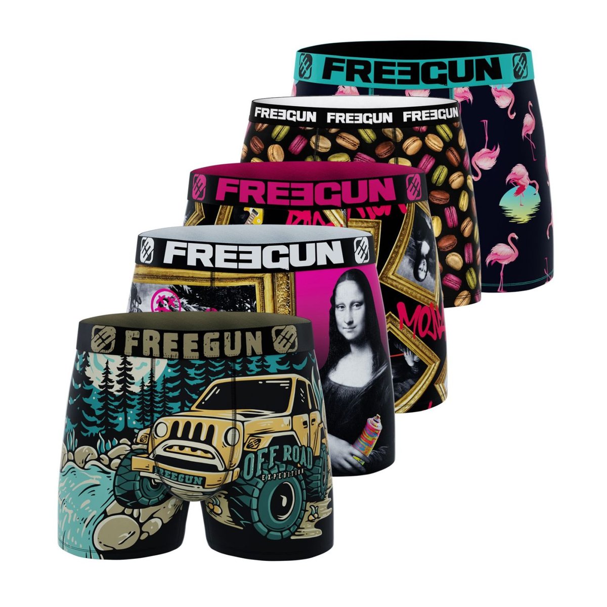 Lot De 5 Boxers Surprise Microfibre aléatoire, FREEGUN
