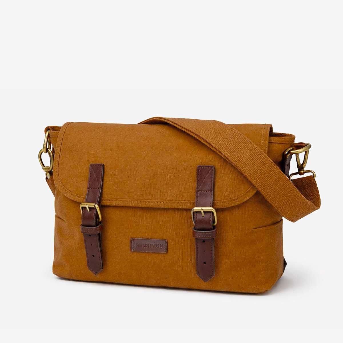 Cartable besace en coton NIDDA camel, BENSIMON
