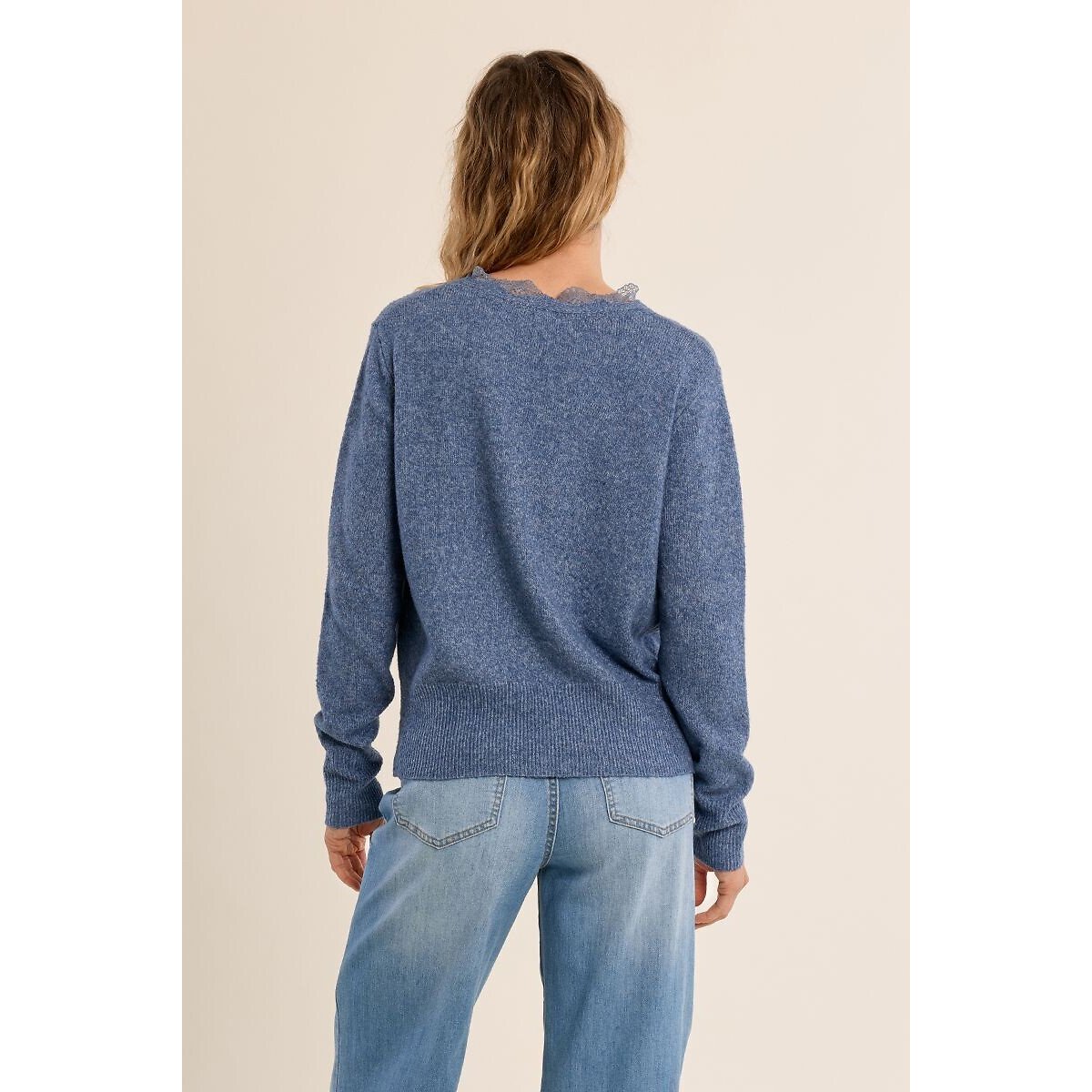 Gilet manches longues col V bleu, MOLLY BRACKEN