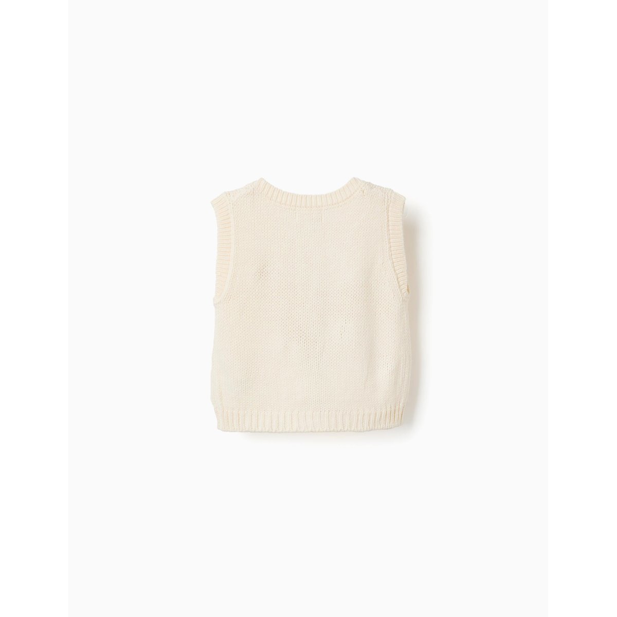 Gilet sans manches en maille avec broderie florale blanc, ZIPPY