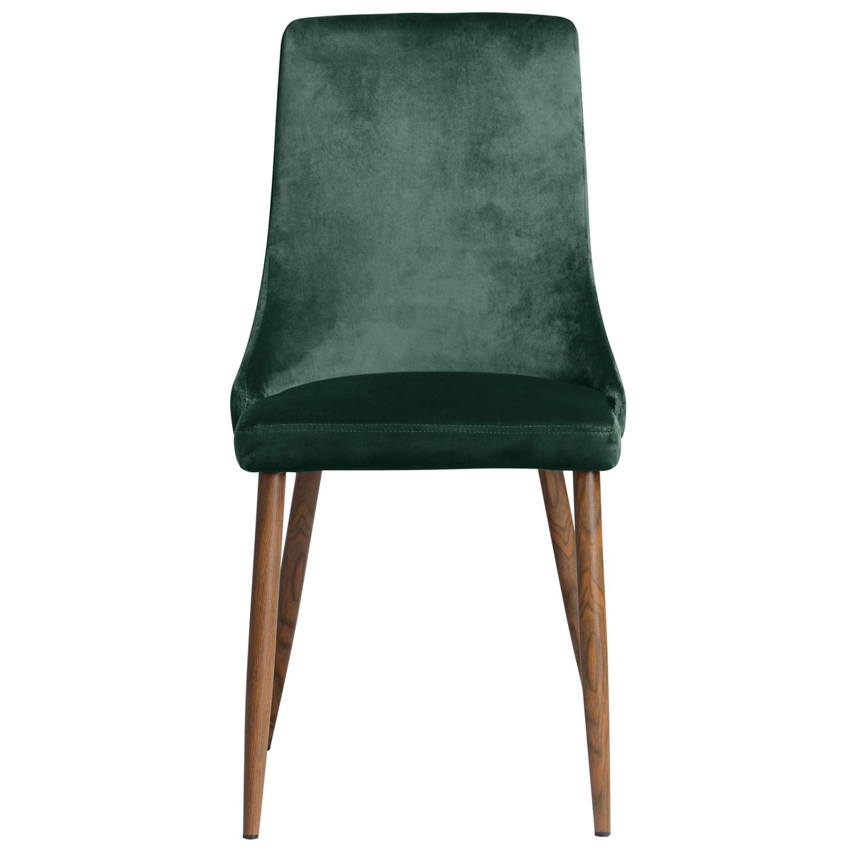 Lot de 2 chaises en velours - VINNI vert et pieds en métal imitation bois foncé, MAISON PAVANE