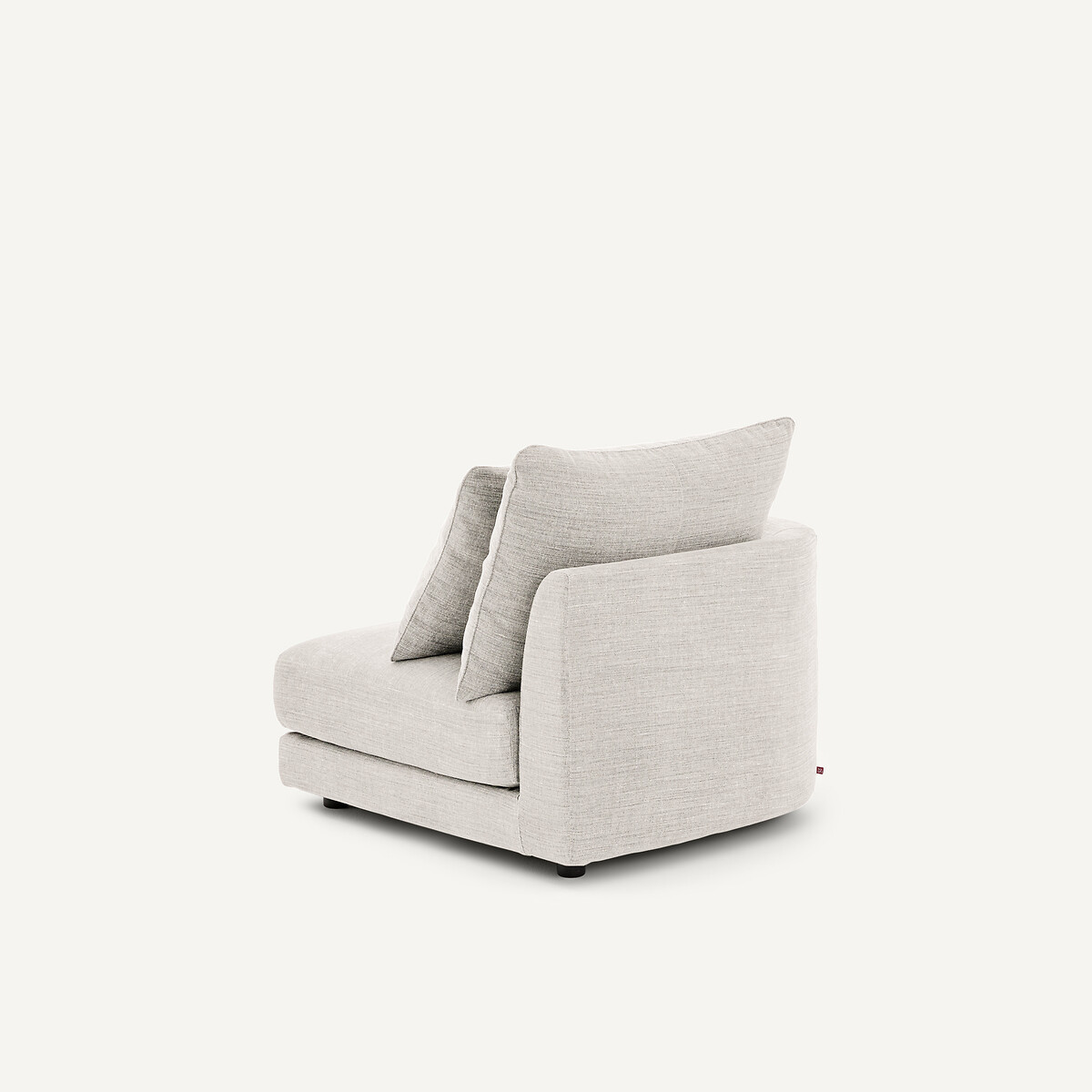 Linkes, abgerundetes, modulares Halbsofa aus Baumwolle und Leinen, TIBERIO beige, AM.PM