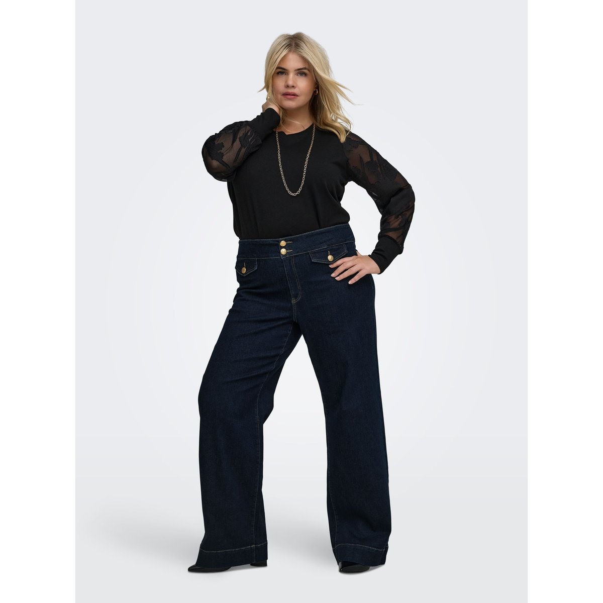 Jean À Jambe Large dark blue denim, ONLY CARMAKOMA