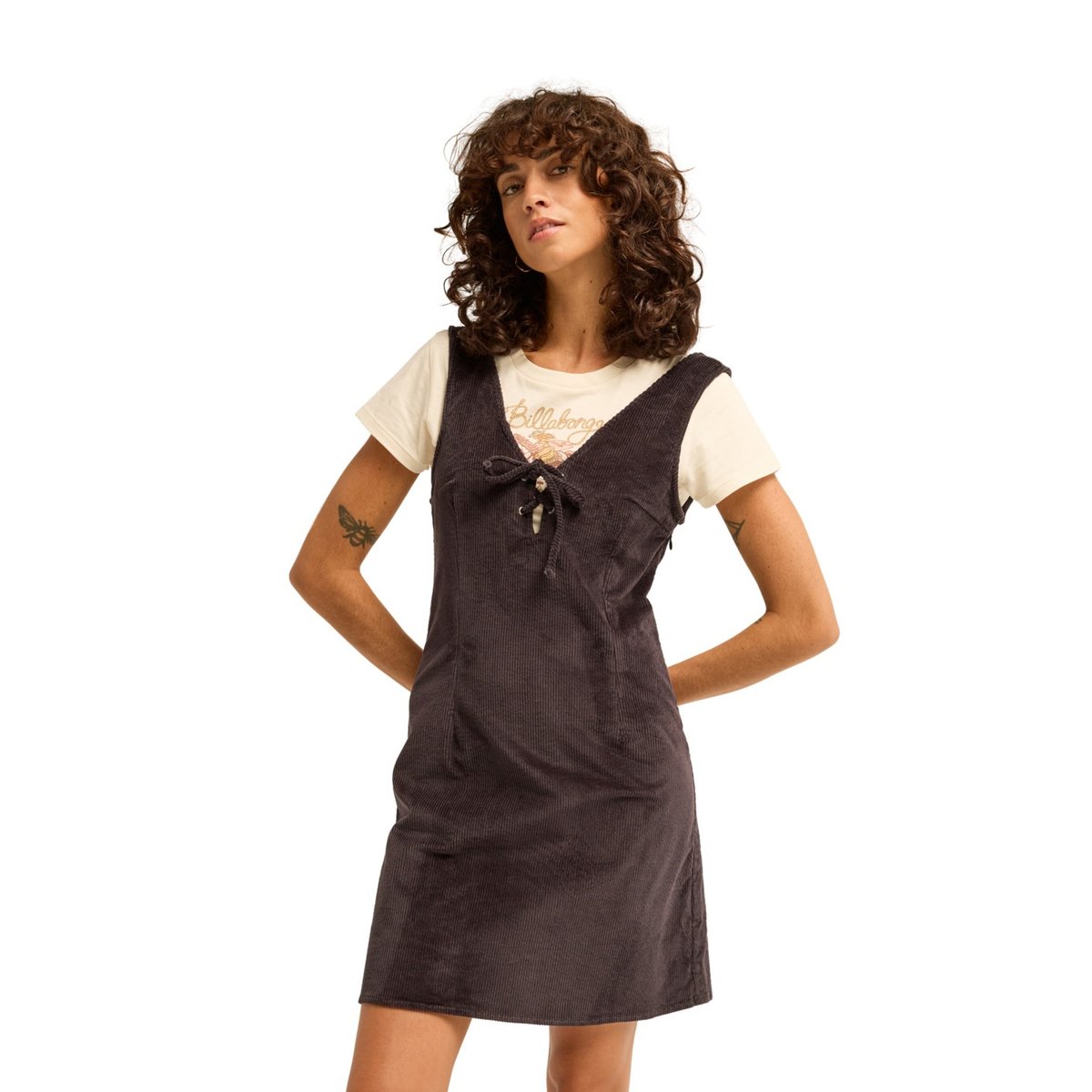 Robe en velours côtelé MY ROMANCE noir black sands, BILLABONG