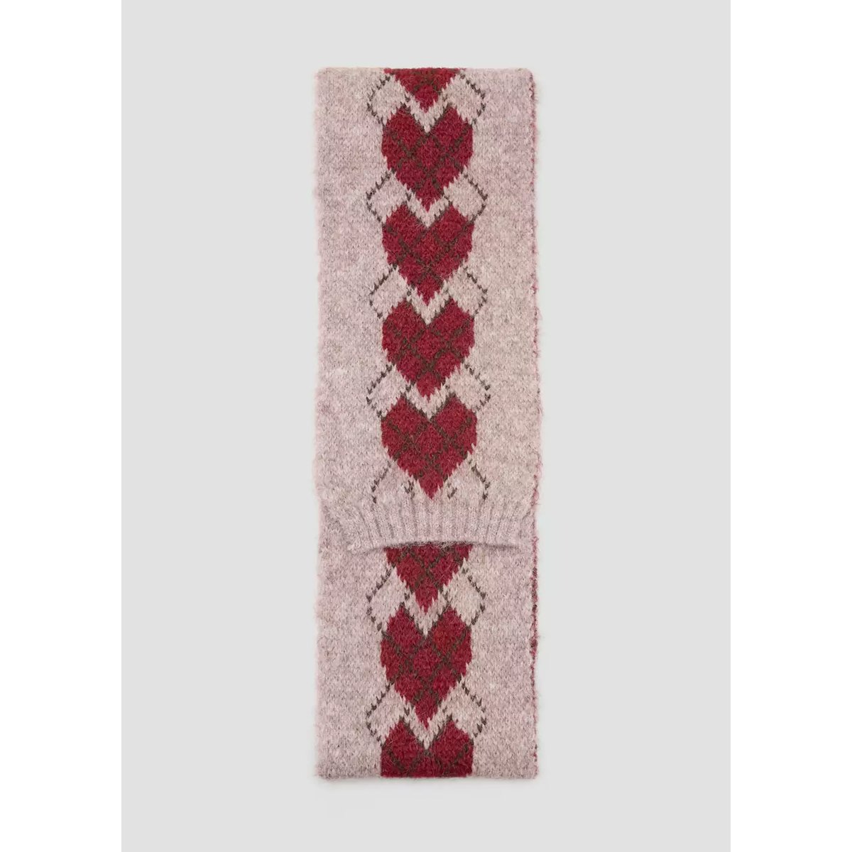 Écharpe en maille à motifs cœurs sable, MANGO KIDS