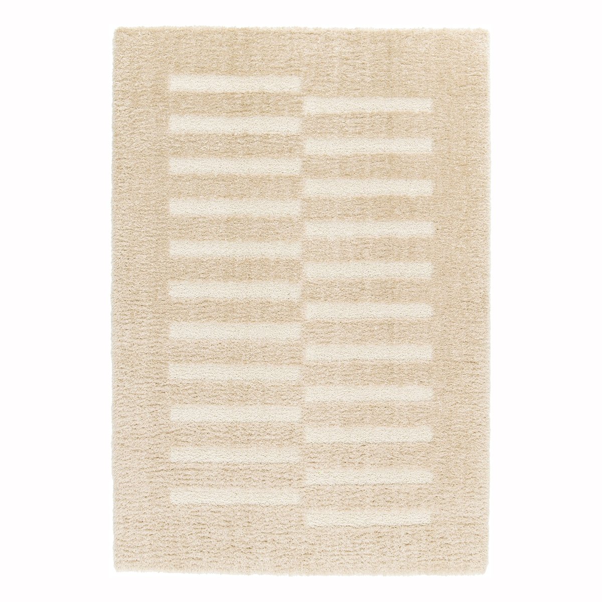 Tapis doux et épais en polyester recyclé effet relief PASSAGE beige sable, AFK LIVING