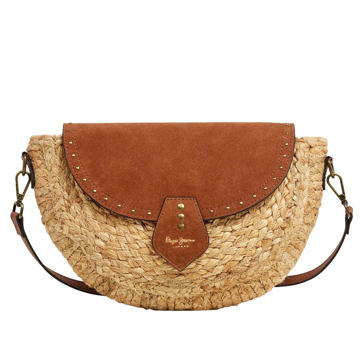 Sac Bandoulière En Jute Avec Rabat brun teinté, PEPE JEANS