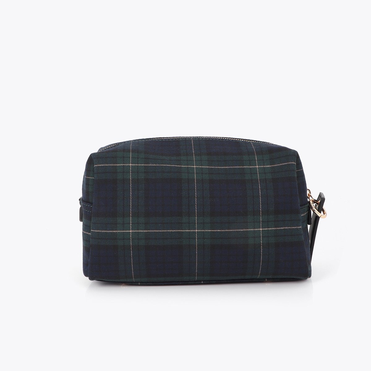 Trousse de toilette à carreaux à logo brodé vert sapin, LOLA CASADEMUNT