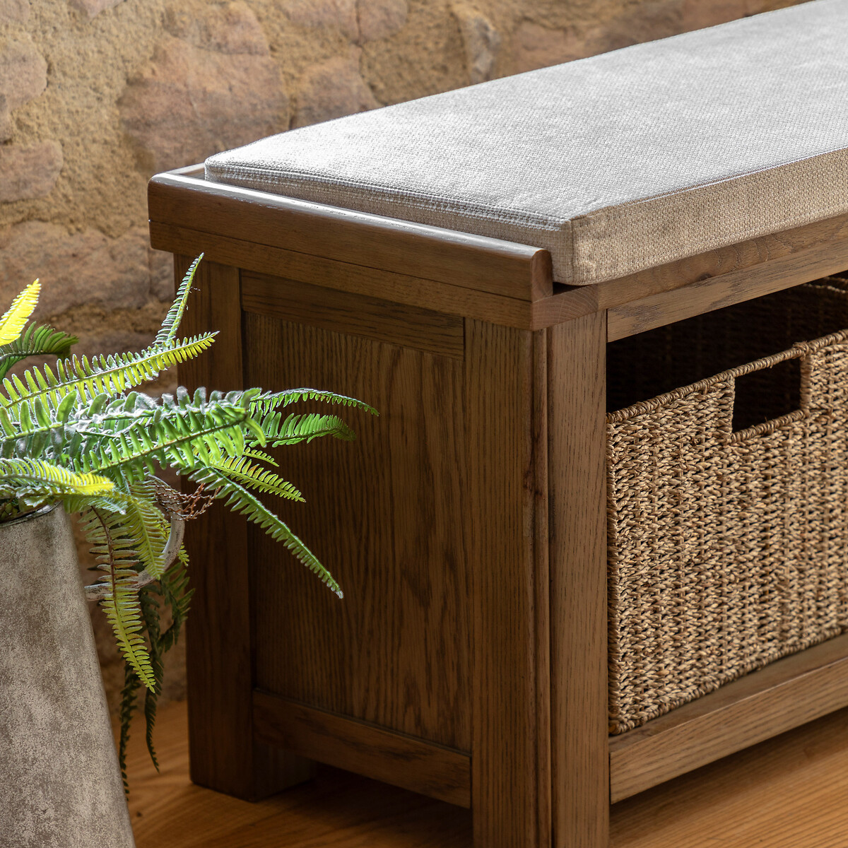 Toledo Oak Hallway Bench natural oak, SO'HOME