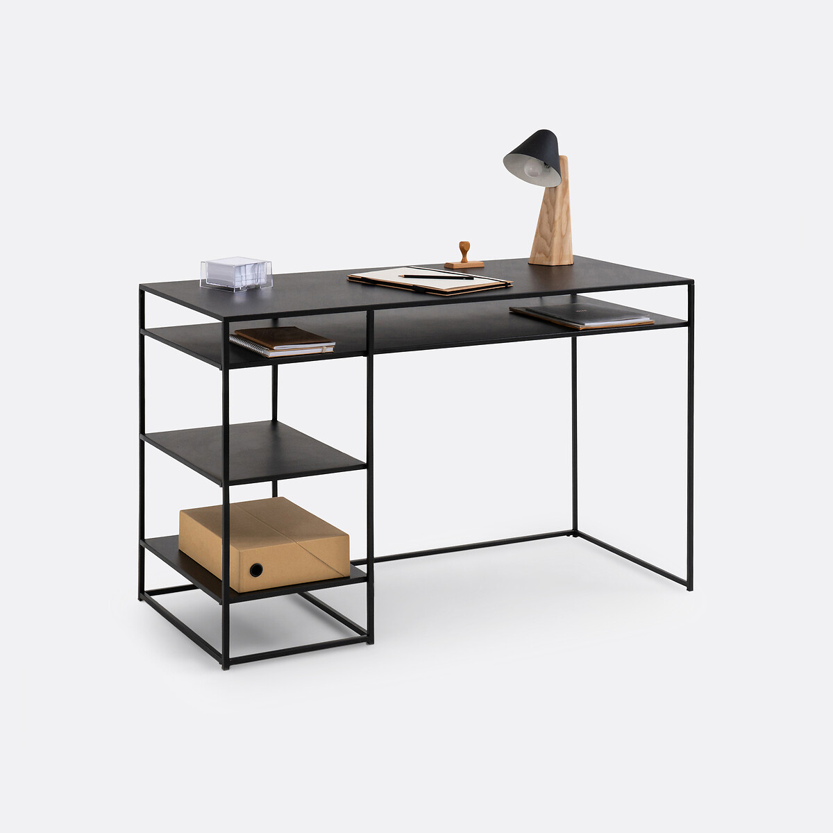 Bureau en métal acier, Miva noir, LA REDOUTE INTERIEURS