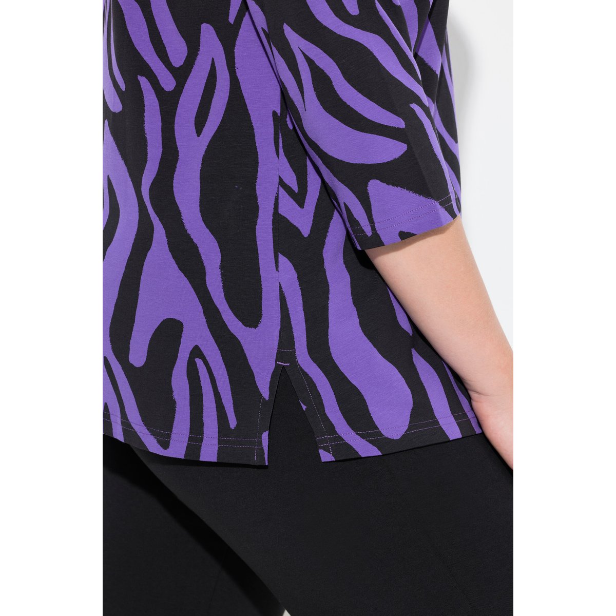 T-shirt motif zébré, coupe évasée violet, ULLA POPKEN
