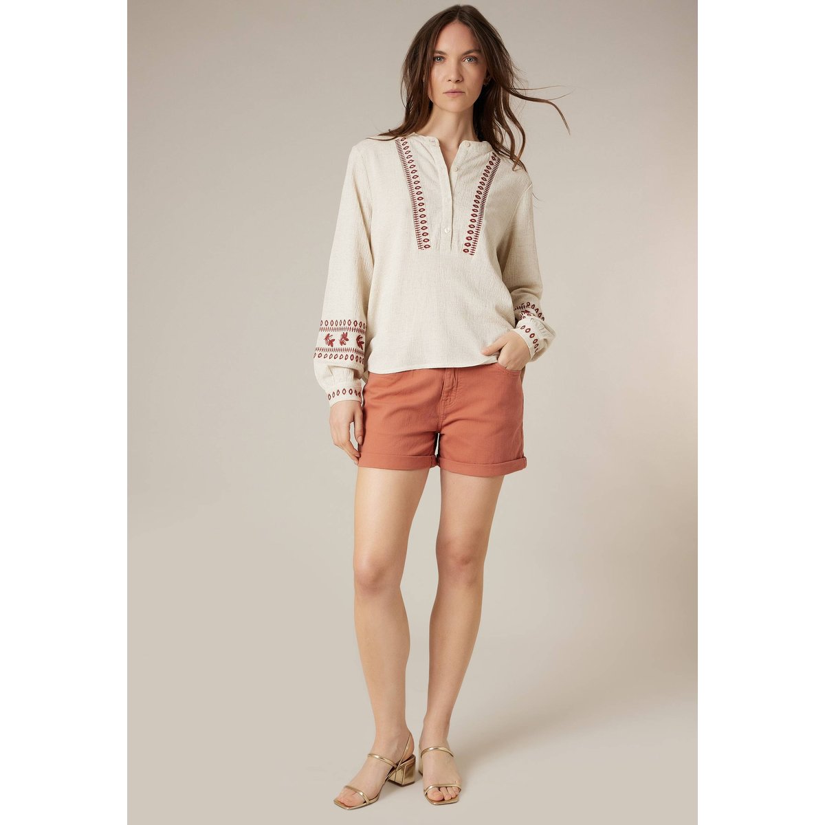 Blouse femme en coton broderies ethniques ELAWEN sierra, DEELUXE