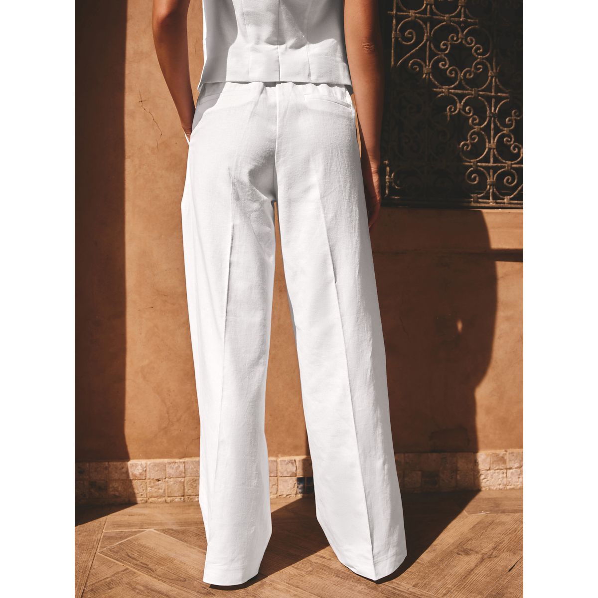 Pantalon en lin mélangé ample blanc, NEXT