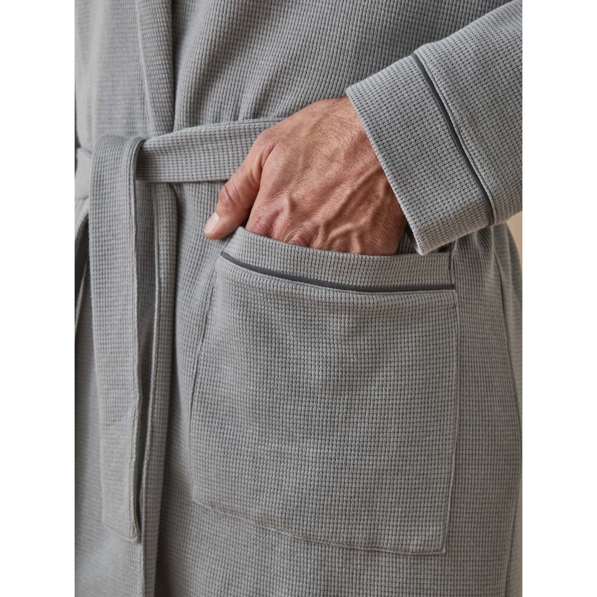 Robe de chambre maille nid d'abeille gris, DAXON