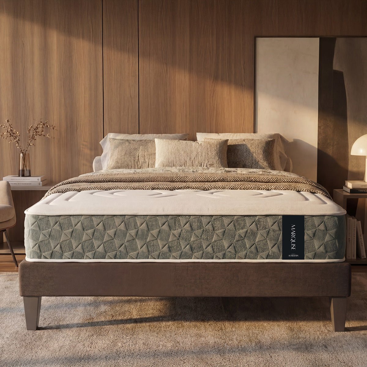 Matelas Ressorts ensachés et Mémoire de forme - 33 cm - MARQUISE blanc, MAISON AUBERTIN