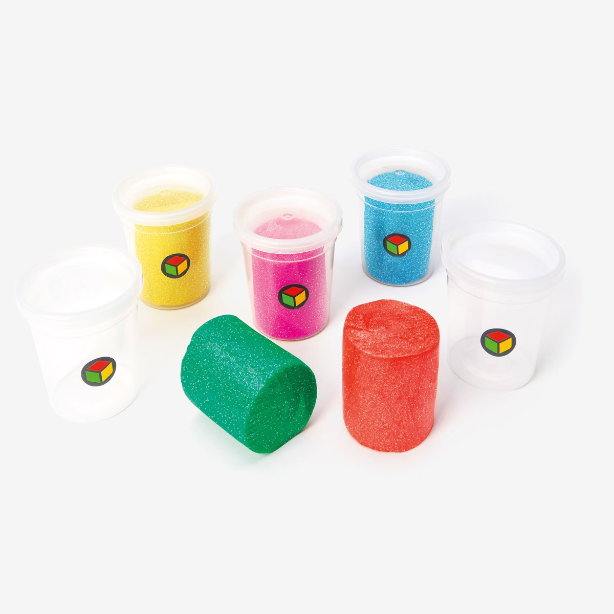 5 pots de pâte à modeler pailletée blanc, OXYBUL