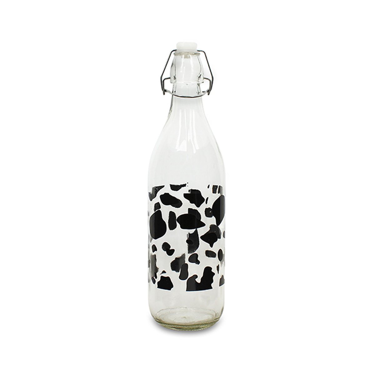 Bouteille 1 litre en verre, VACHE multicolore, NOVASTYL