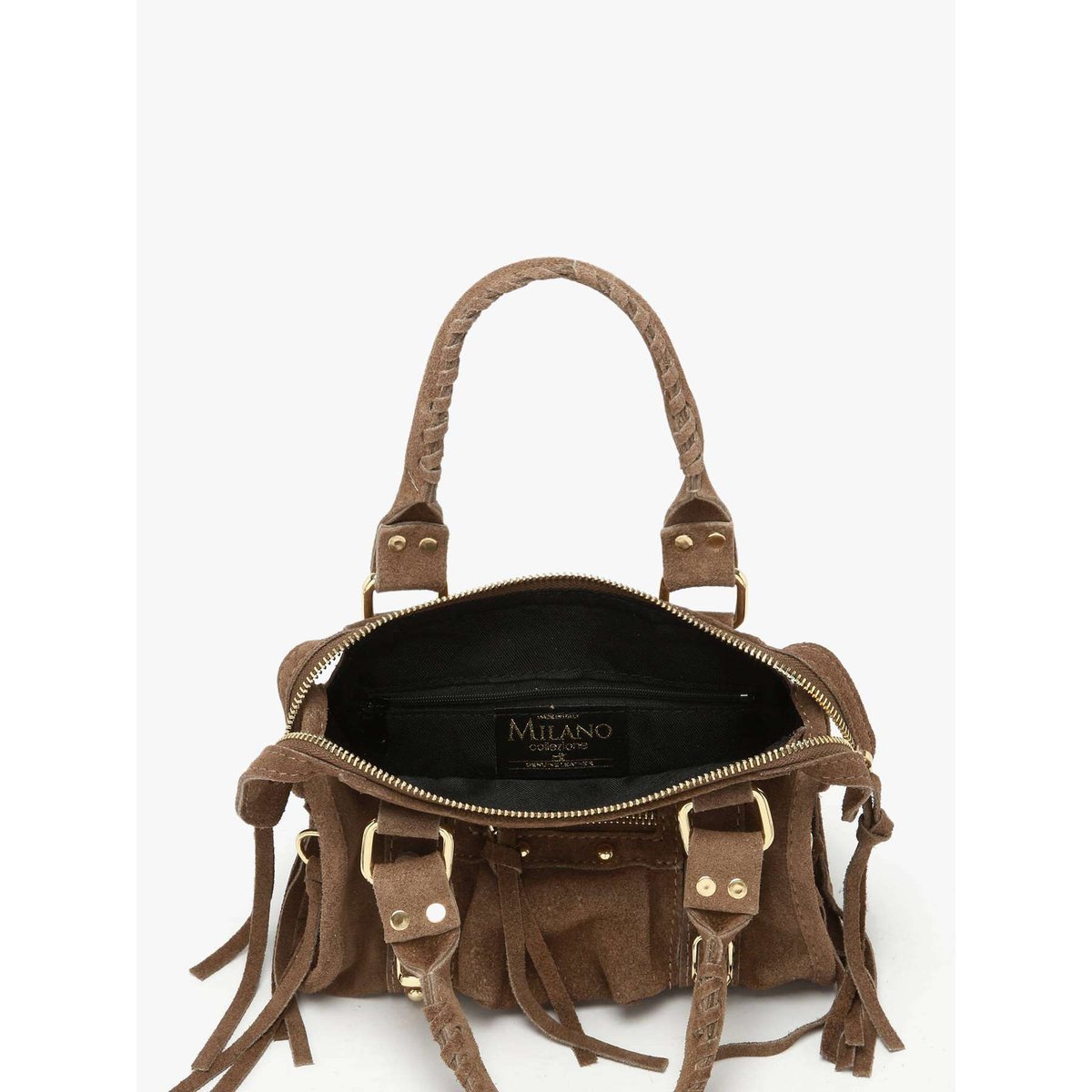 Sac bandoulière Velvet cuir taupe, MILANO