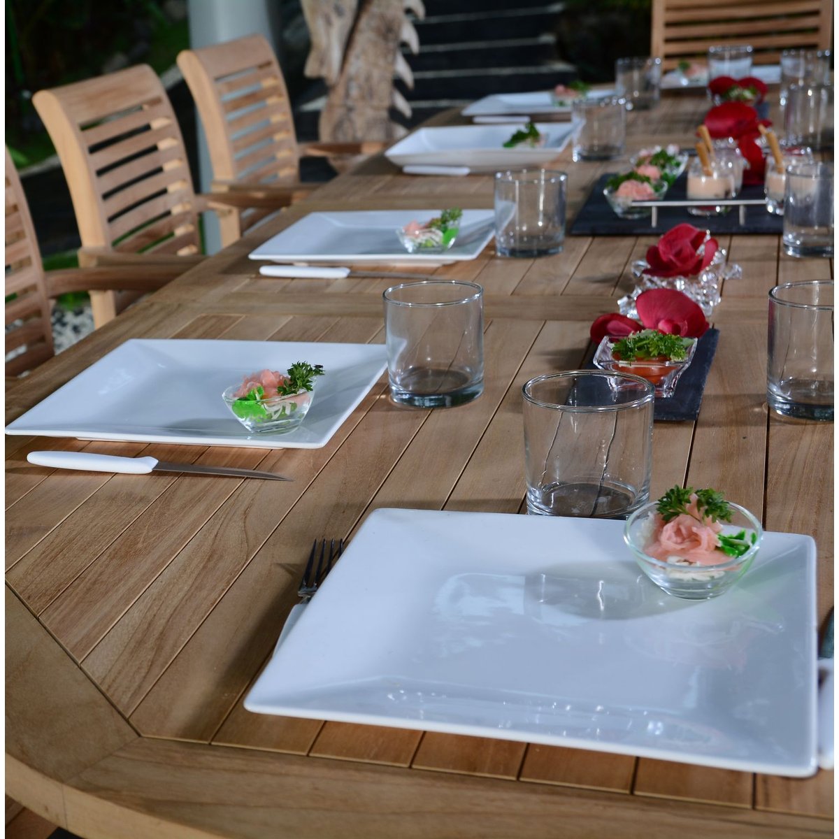 Salon de jardin en teck massif Venise, 10 places naturel, TECK ATTITUDE