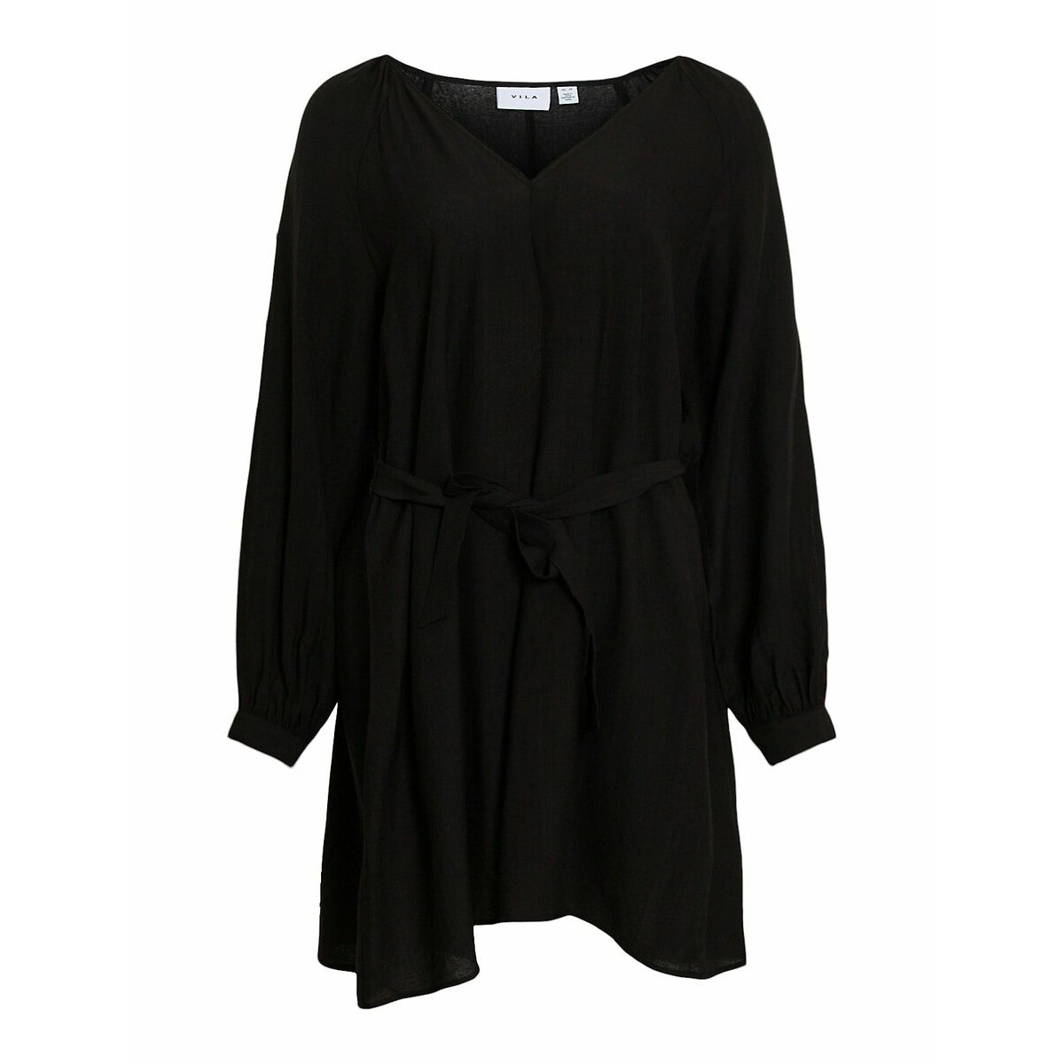 Robe courte ceinturée avec détail boutons argentés noir, VILA