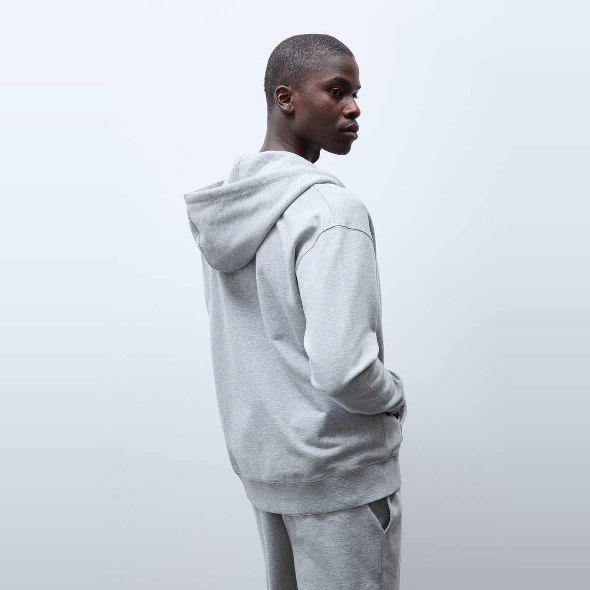 Sweat molleton à capuche zippé en coton BIO GOTS gris moyen, MONOPRIX