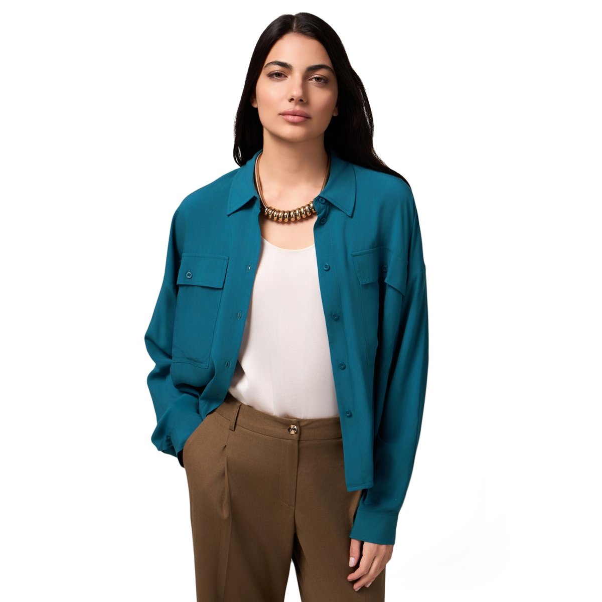 Chemise avec poches petrol blue, OLTRE