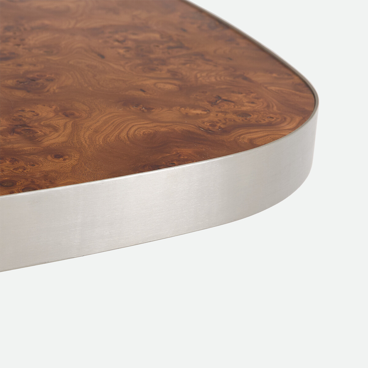 Mesa de centro, tablero de chapa de olmo rizado, diámetro de 100 cm, PAULA bronce , LA REDOUTE INTERIEURS