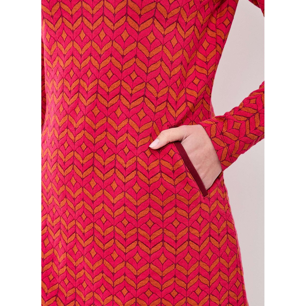 Robe courte maille jacquard PADMA rouge grenade, LA FIANCÉE