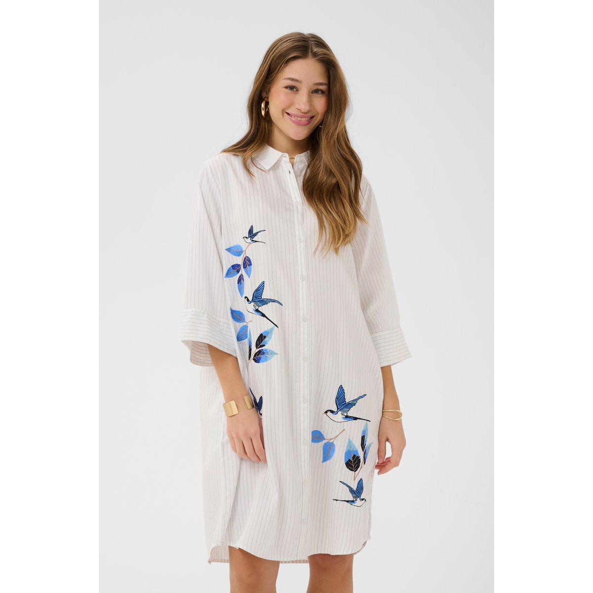 Robe blanc bleu white blue stripe, CREAM