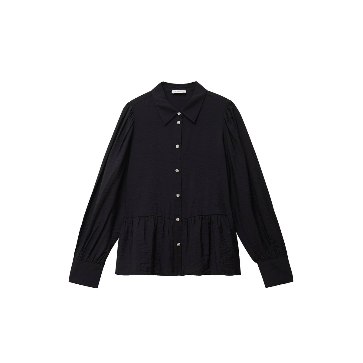 Chemise droite plissée col américain noir, CACHE CACHE