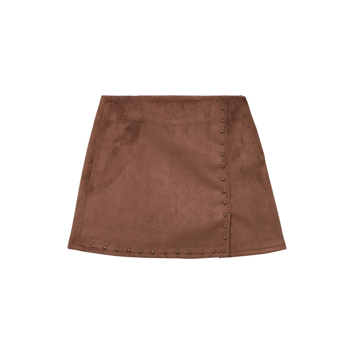 Jupe-short trapèze taille haute daim marron, CACHE CACHE