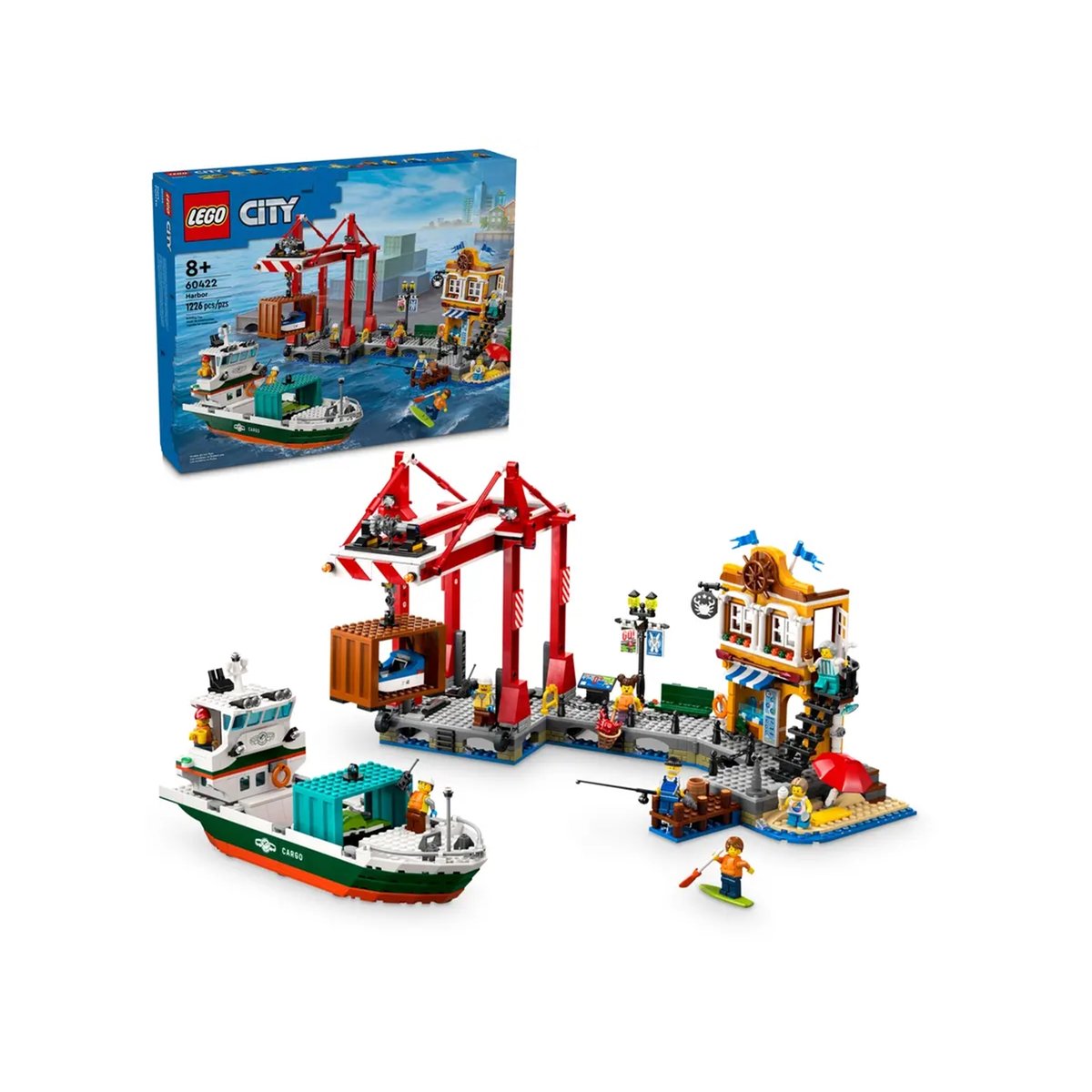 LEGO City - Le port et le navire marchand 60422 pour enfants de 8 ans et plus multicolore, LEGO