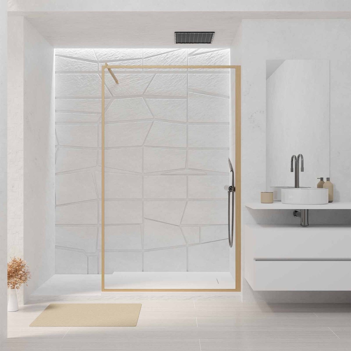 Paroi de douche en verre trempé  - Effet bois naturel, HOME MAISON