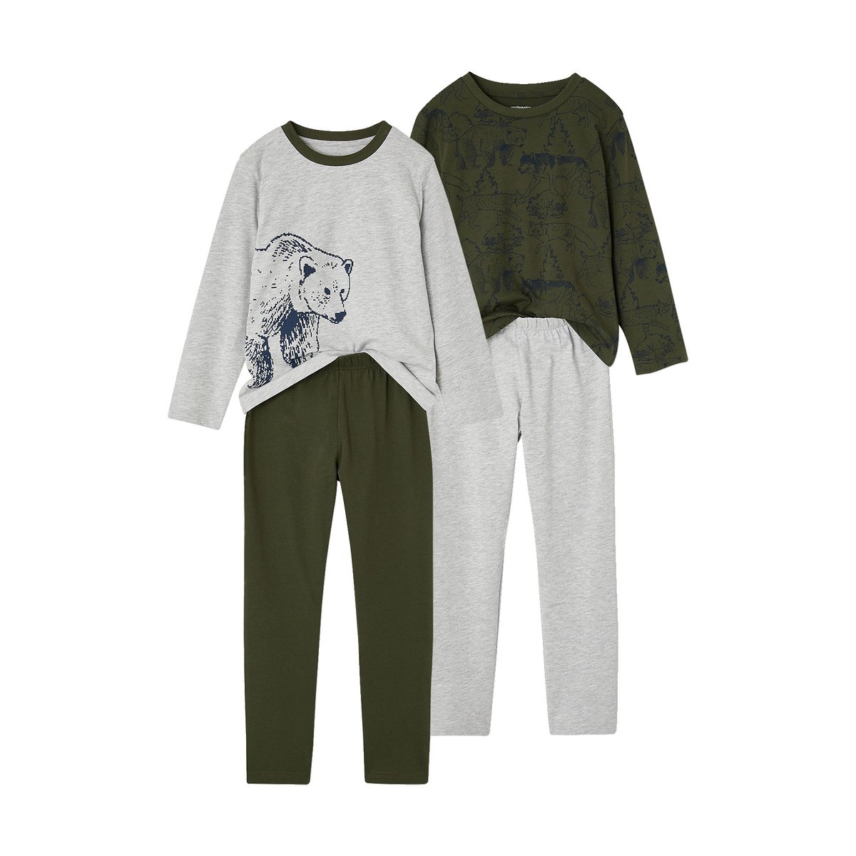 Lot de 2 pyjamas vert sapin, VERTBAUDET