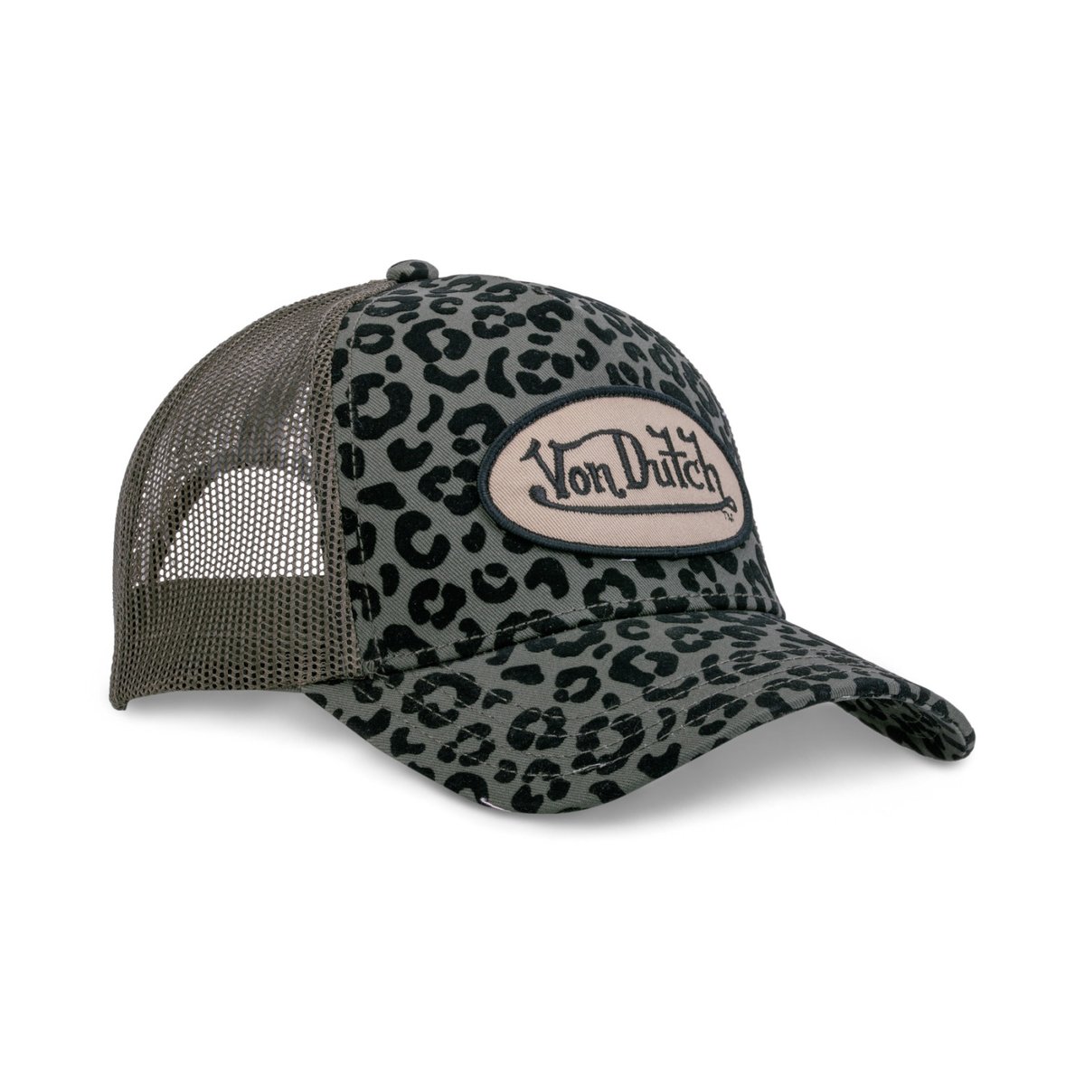 Casquette trucker LEOPARD kaki/noir, VON DUTCH
