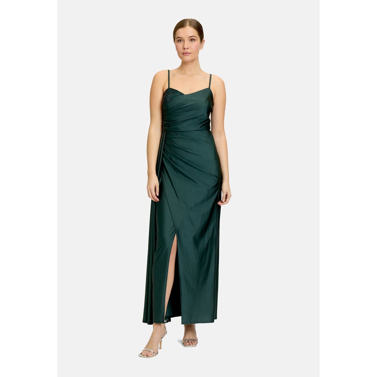 Robe de soirée à pierres fantaisie dusty slate, VERA MONT