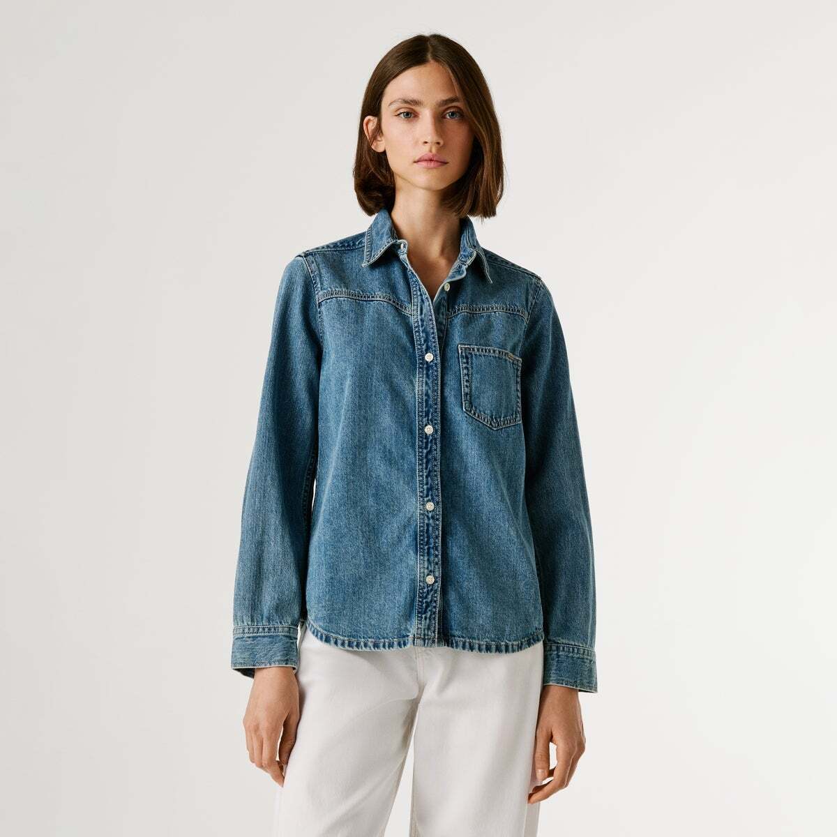 Chemise Coupe Oversize En Denim bleu moyen vintage, PEPE JEANS
