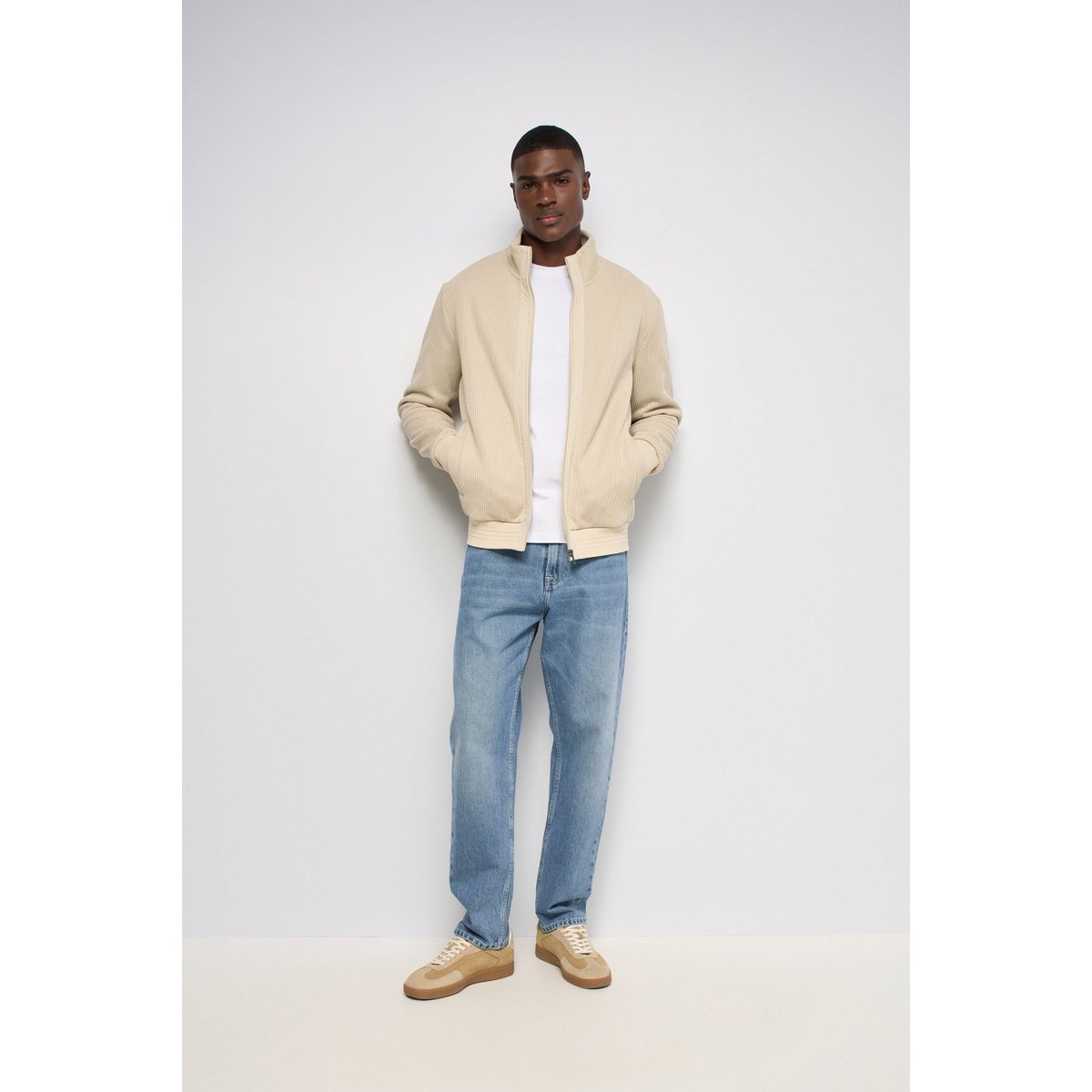 BLOUSON BOMBER EN MAILLE ecru, SALSA JEANS