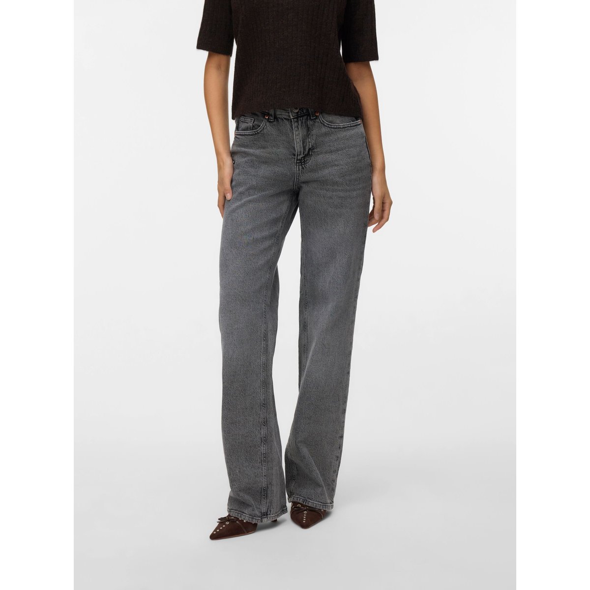 Jean À Coupe Large medium grey denim, VERO MODA