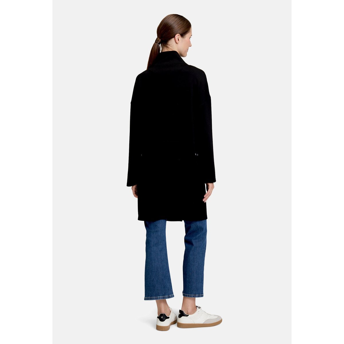 Manteau molletonné à col droit noir, BETTY BARCLAY