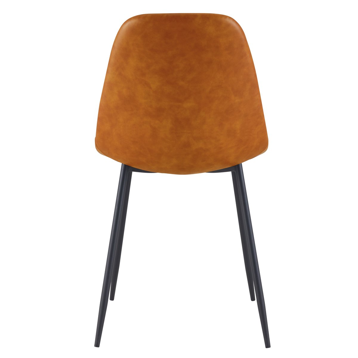 Lot de 2 chaises en cuir synthétique - HENRIK camel, pieds noirs, MAISON PAVANE